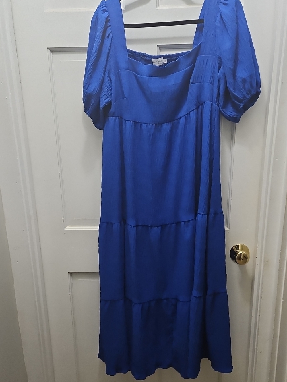 Shop The Mint Blue Puff-Sleeve Tiered Maxi Dress XL